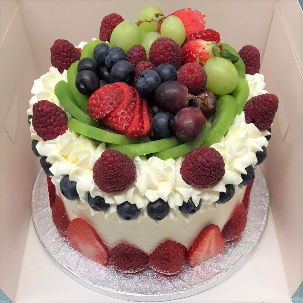 Light Fresh Fruits and Cream Cake